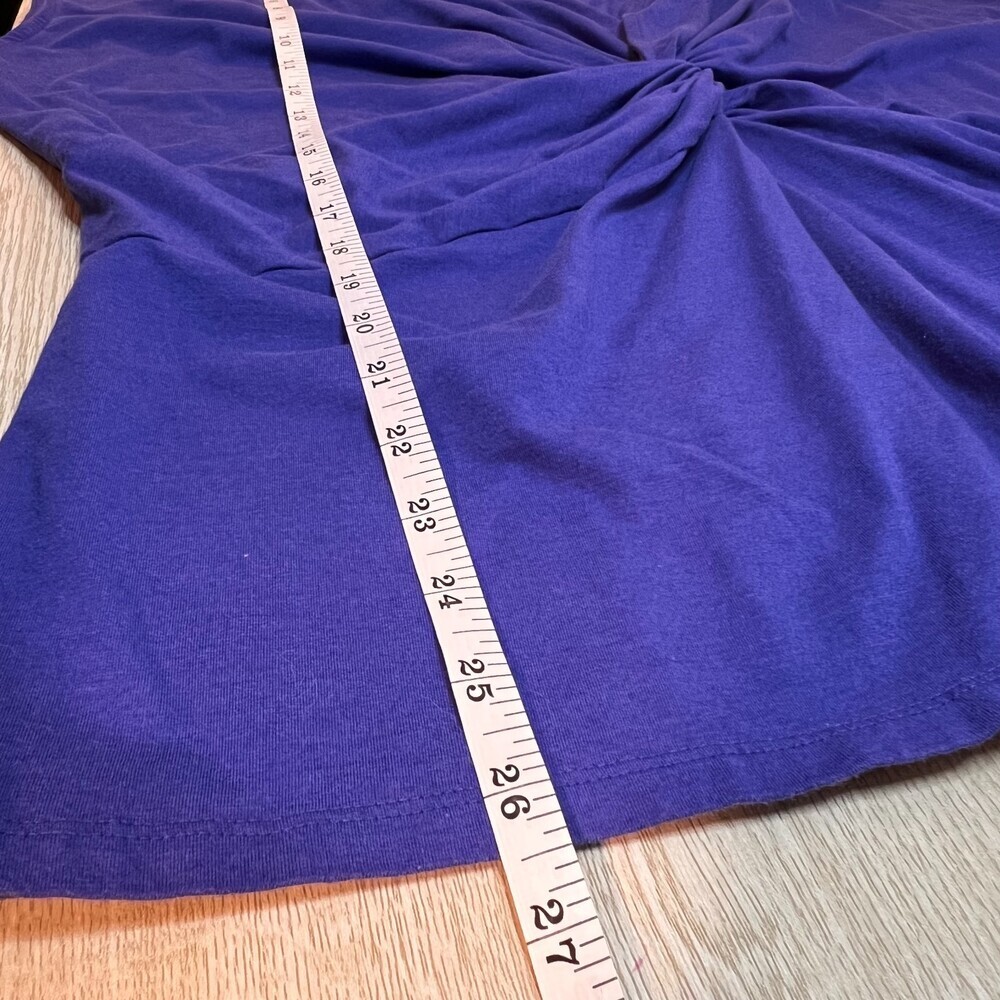 Ava & Viv Blouse Womens 2X Purple Twist Front V-Neck Cap Sleeve Cotton Modal - Picture 11 of 12